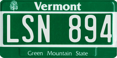 VT license plate LSN894