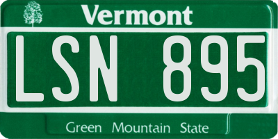 VT license plate LSN895