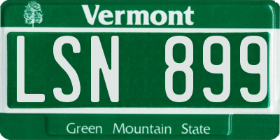 VT license plate LSN899