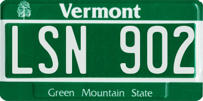 VT license plate LSN902