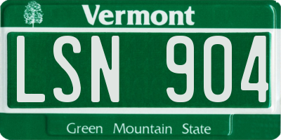 VT license plate LSN904