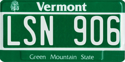 VT license plate LSN906
