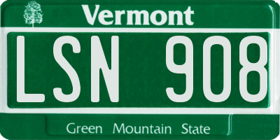 VT license plate LSN908