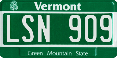 VT license plate LSN909