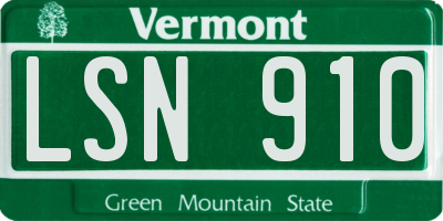 VT license plate LSN910