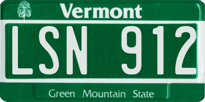 VT license plate LSN912