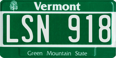 VT license plate LSN918
