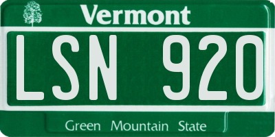 VT license plate LSN920