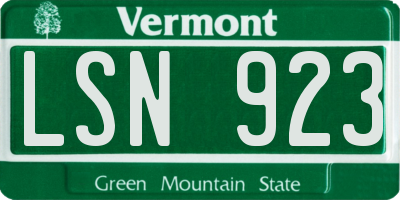 VT license plate LSN923