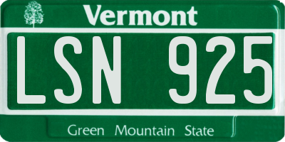 VT license plate LSN925