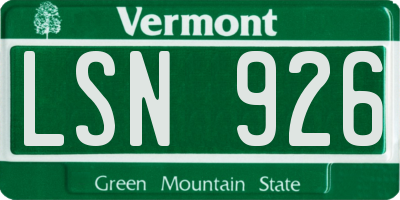 VT license plate LSN926