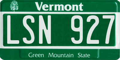 VT license plate LSN927