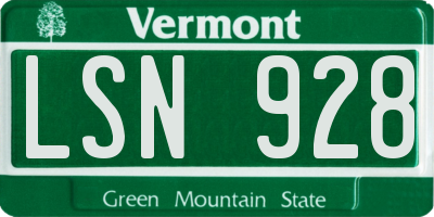 VT license plate LSN928