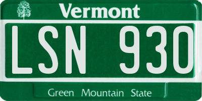 VT license plate LSN930