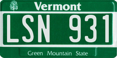 VT license plate LSN931