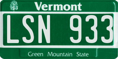 VT license plate LSN933