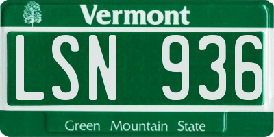 VT license plate LSN936
