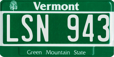 VT license plate LSN943