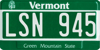 VT license plate LSN945