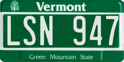 VT license plate LSN947
