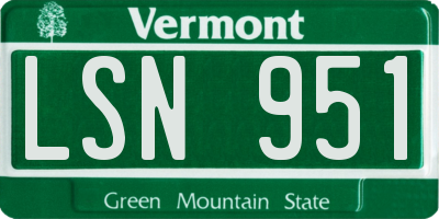 VT license plate LSN951