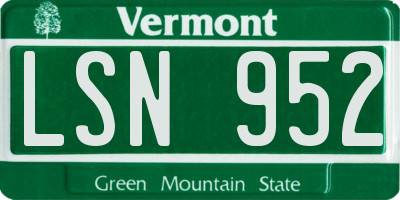 VT license plate LSN952