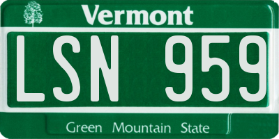 VT license plate LSN959