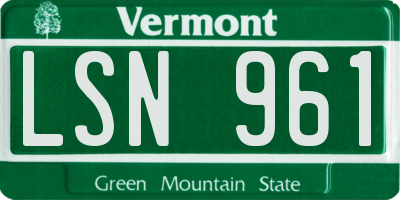 VT license plate LSN961