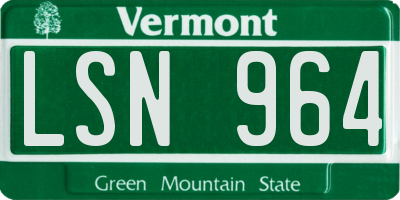 VT license plate LSN964