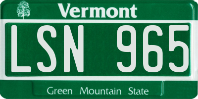 VT license plate LSN965