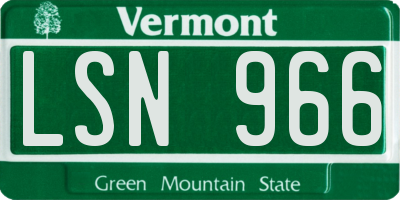 VT license plate LSN966