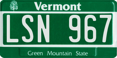 VT license plate LSN967