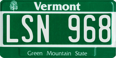 VT license plate LSN968