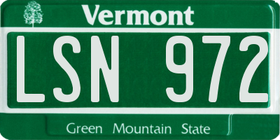 VT license plate LSN972