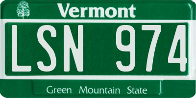 VT license plate LSN974