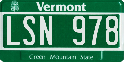 VT license plate LSN978