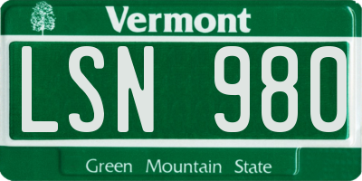 VT license plate LSN980