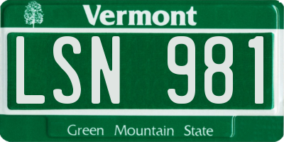 VT license plate LSN981