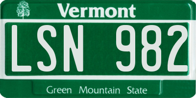 VT license plate LSN982
