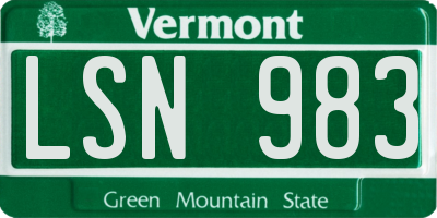 VT license plate LSN983