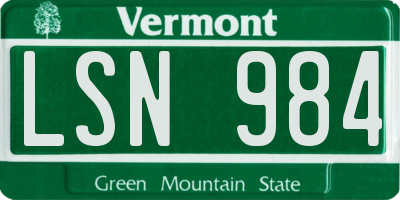 VT license plate LSN984