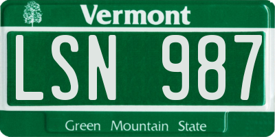 VT license plate LSN987
