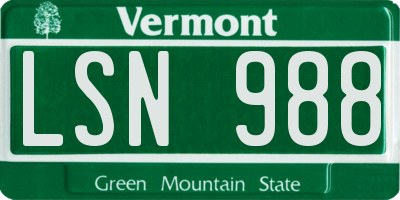 VT license plate LSN988