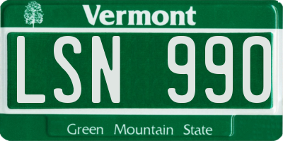 VT license plate LSN990