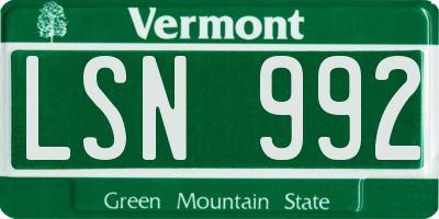 VT license plate LSN992