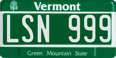 VT license plate LSN999