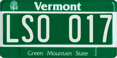 VT license plate LSO017