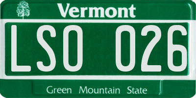 VT license plate LSO026