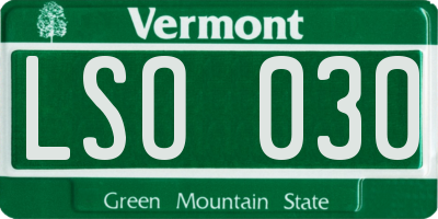 VT license plate LSO030