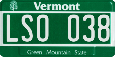 VT license plate LSO038